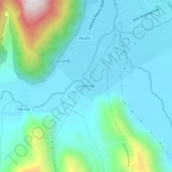 Carte topographique La Florida, altitude, relief