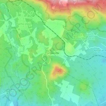 Carte topographique La Malinche, altitude, relief