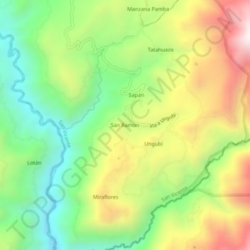 Carte topographique San Ramón, altitude, relief