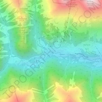 Carte topographique Hinterbichl, altitude, relief