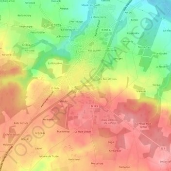 Carte topographique Lamboux, altitude, relief