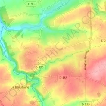 Carte topographique La Cage, altitude, relief