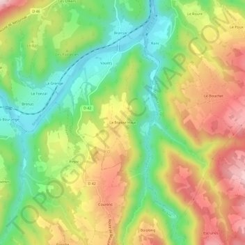 Carte topographique Le Fraisse Haut, altitude, relief