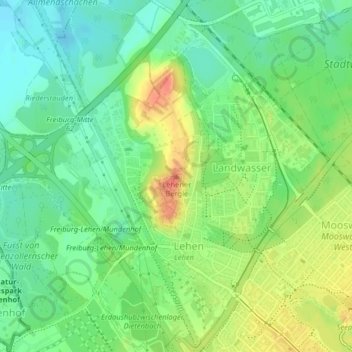 Carte topographique Lehener Bergle, altitude, relief