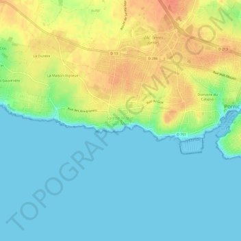 Carte topographique Sainte-Marie-sur-Mer, altitude, relief