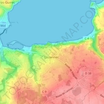 Carte topographique Calouar Bian, altitude, relief