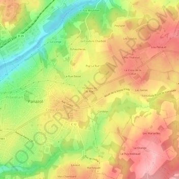Carte topographique Château de la Rue, altitude, relief