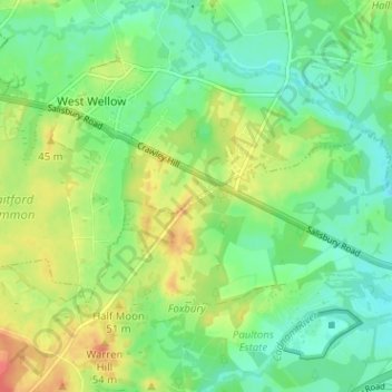 Carte topographique Blackhill, altitude, relief