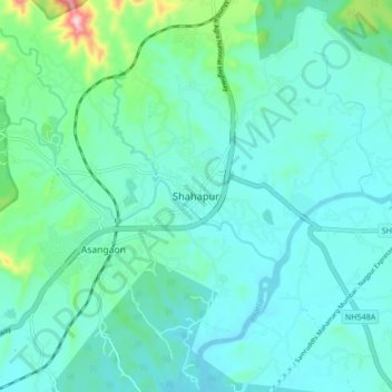 Carte topographique Shahapur, altitude, relief