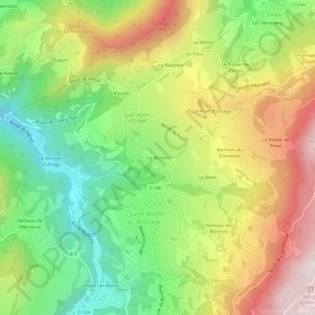 Carte topographique Le Rossin, altitude, relief