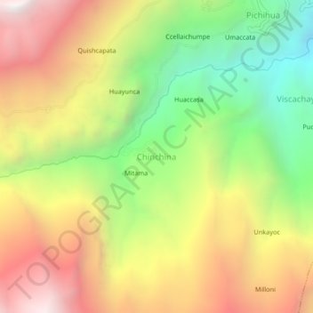 Carte topographique Chinchina, altitude, relief