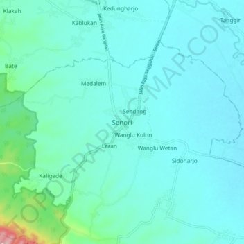 Carte topographique Senori, altitude, relief