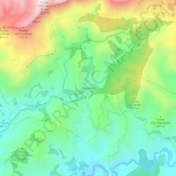 Carte topographique Escaladei, altitude, relief