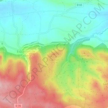 Carte topographique Pic de Gaurran, altitude, relief