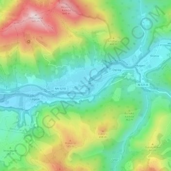 Carte topographique Narbarte, altitude, relief