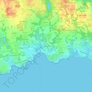Carte topographique Pen Palud, altitude, relief