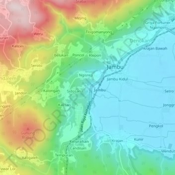 Carte topographique Dedor, altitude, relief