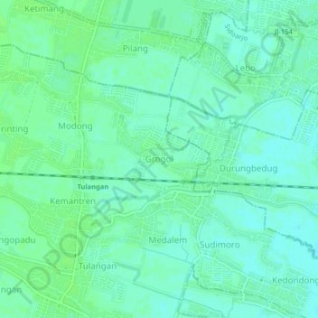 Carte topographique Grogol, altitude, relief