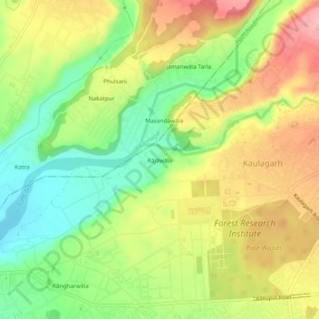 Carte topographique Rājāwāla, altitude, relief