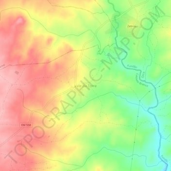 Carte topographique Vale da Torre, altitude, relief