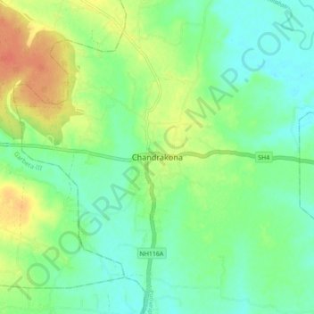 Carte topographique Chandrakona, altitude, relief