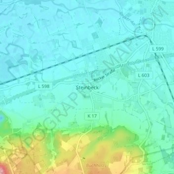 Carte topographique Steinbeck, altitude, relief