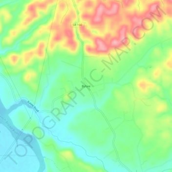 Carte topographique Bybee, altitude, relief