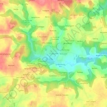 Carte topographique Toulbouillen, altitude, relief
