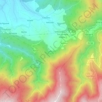 Carte topographique Codecais, altitude, relief