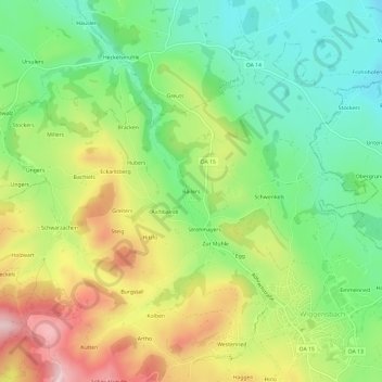 Carte topographique Bailers, altitude, relief