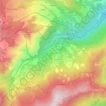 Carte topographique Casa Corsini, altitude, relief