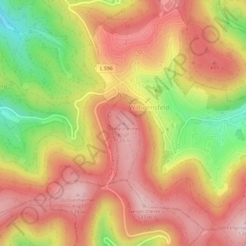 Carte topographique Schriesheimer Kopf, altitude, relief