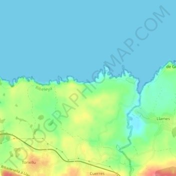Carte topographique El Infiesto, altitude, relief