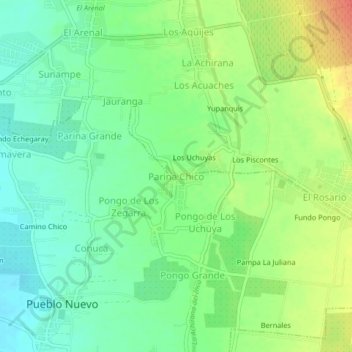 Carte topographique Parina Chico, altitude, relief