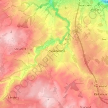 Carte topographique Stonehouse, altitude, relief