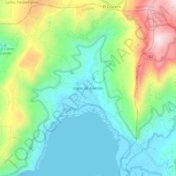 Carte topographique Llano de Alarcón, altitude, relief