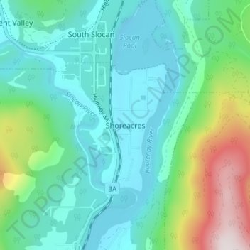 Carte topographique Shoreacres, altitude, relief