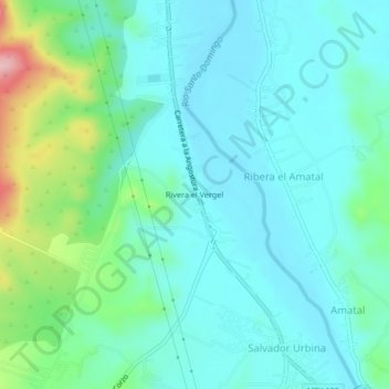 Carte topographique Rivera el Vergel, altitude, relief