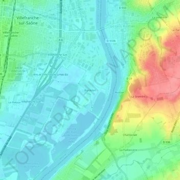 Carte topographique Bordelan, altitude, relief