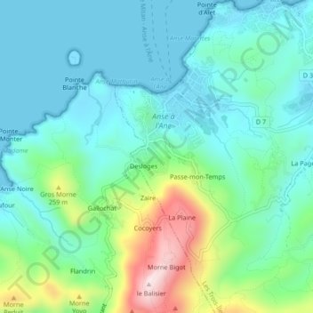 Carte topographique Papias, altitude, relief