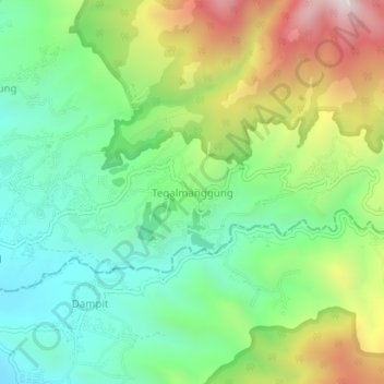 Carte topographique Tegalmanggung, altitude, relief