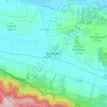 Carte topographique Sittendorf, altitude, relief