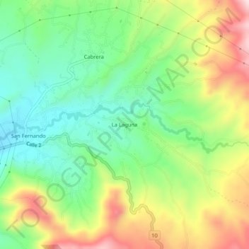 Carte topographique La Laguna, altitude, relief