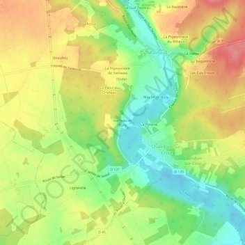 Carte topographique Hameau de Bury, altitude, relief