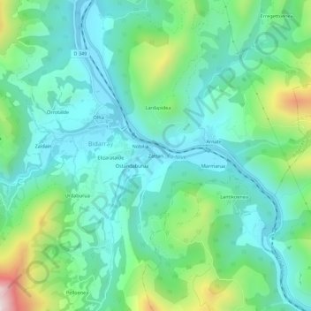 Carte topographique Zattari, altitude, relief