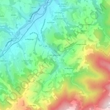 Carte topographique Les Hôtelleries, altitude, relief