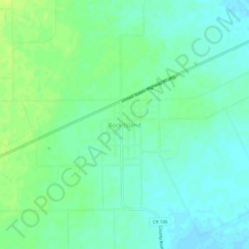 Carte topographique Rock Island, altitude, relief