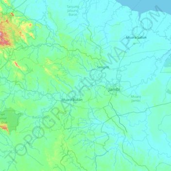 Carte topographique Pemayung, altitude, relief