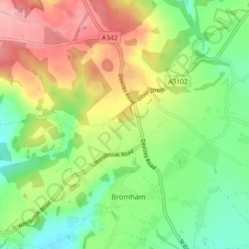 Carte topographique Chittoe Heath, altitude, relief