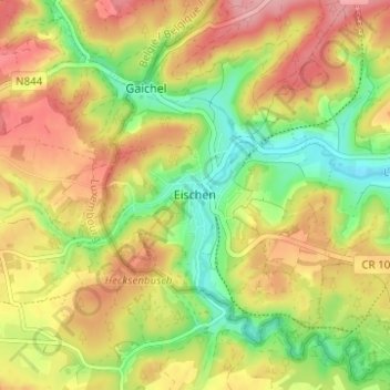 Carte topographique Eischen, altitude, relief